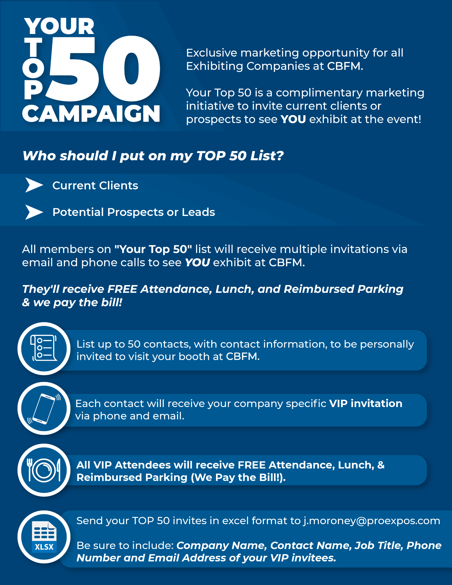 CBFM Your Top 50 Campaign - invite your top 50 clients and prospects